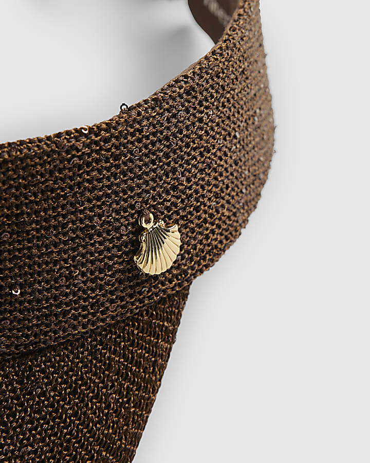 Brown Sequin Visor