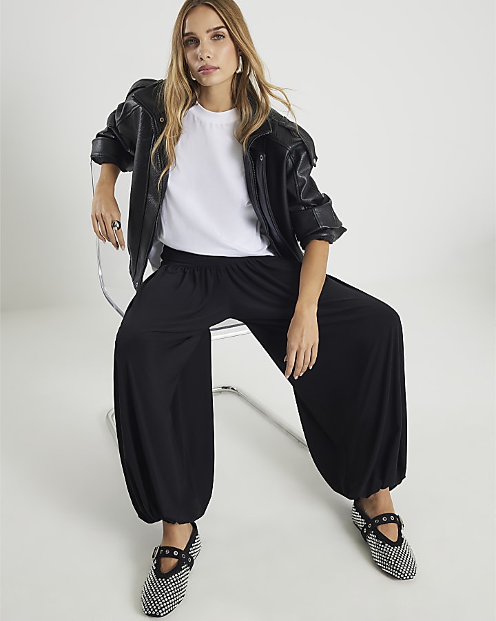 Black Balloon Leg Trousers