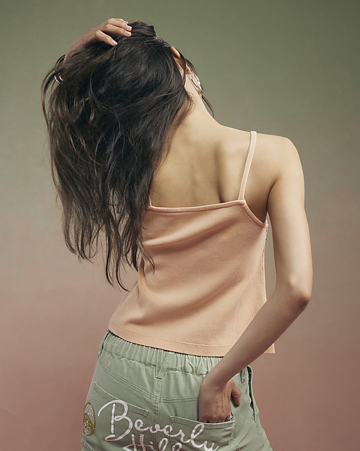 Orange Year Zero Embellished Ribbed Cami