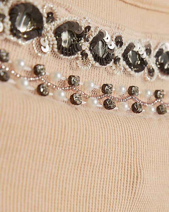 Orange Year Zero Embellished Ribbed Cami