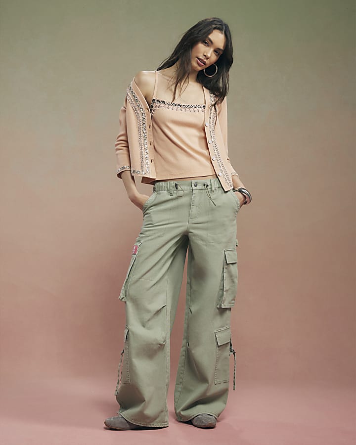 Orange Year Zero Embellished Ribbed Cami