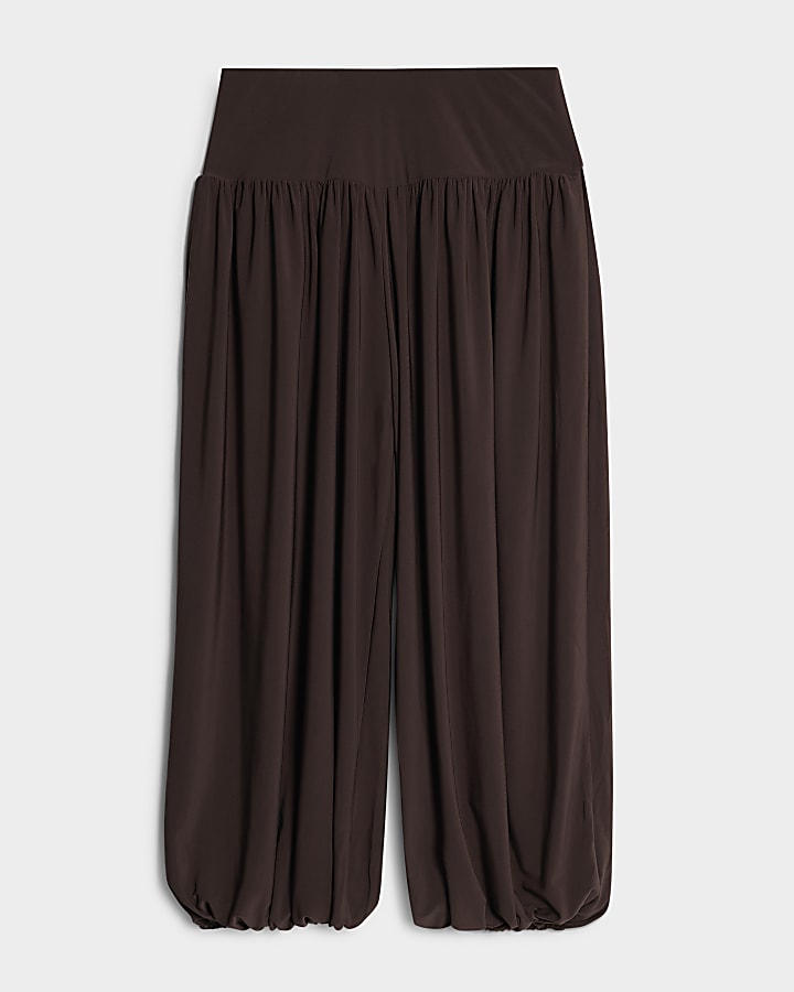 Petite Brown Balloon Leg Trousers