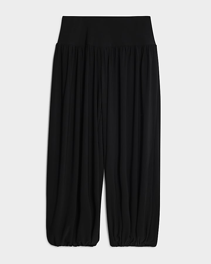 Petite Black Balloon Leg Trousers