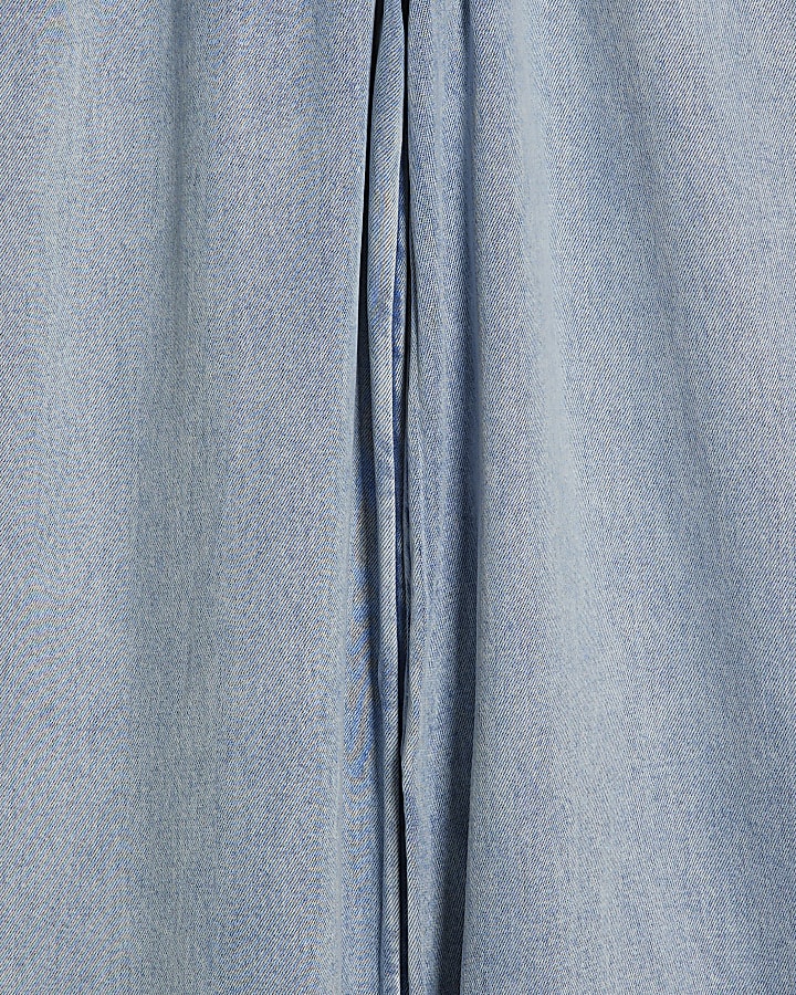 Petite Blue Wide Leg Pyjama Style Jeans