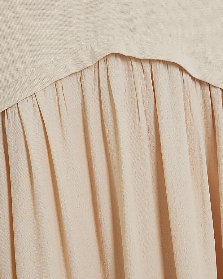 Cream Long Sleeve Hybrid Midi Dress