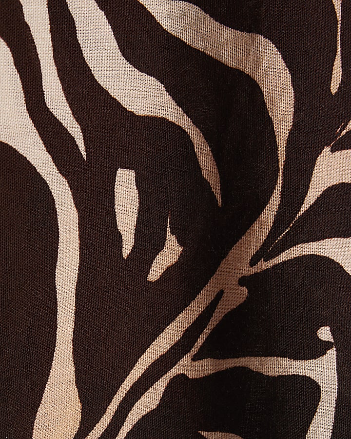 Cream Animal Print Linen Blend Tank Top