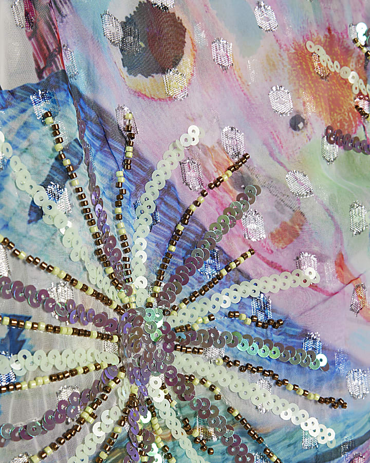 Purple Embellished Butterfly Bardot Top