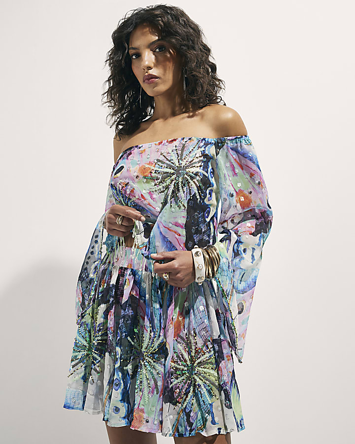 Purple Butterfly Skater Skirt