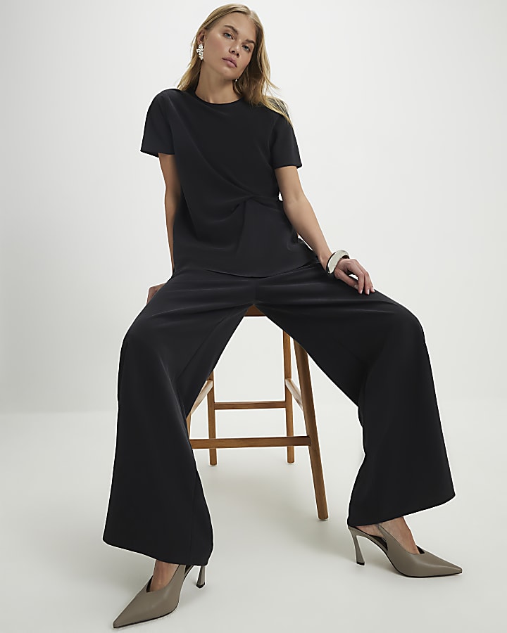 Black Straight Leg Trousers