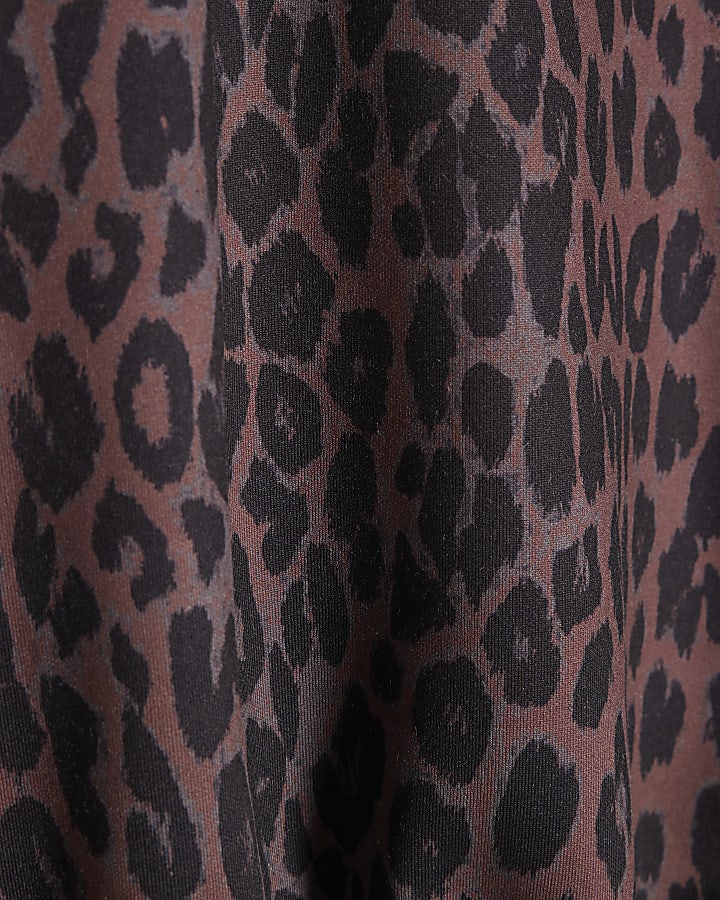 Black Leopard Print Tie Side Bubble Hem Top