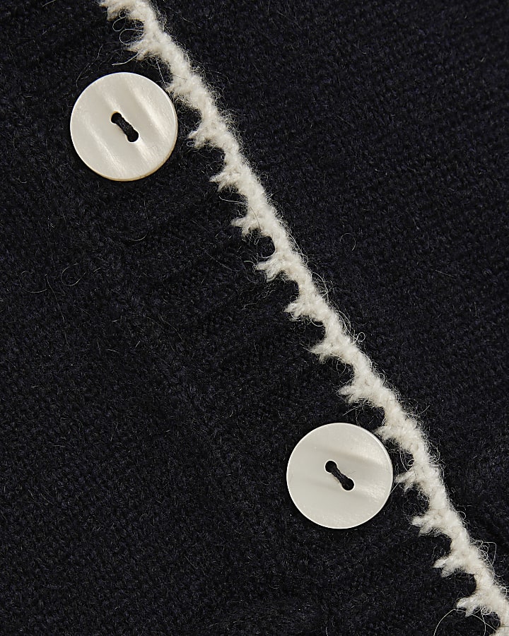 Navy Knitted Tie Neck Waistcoat