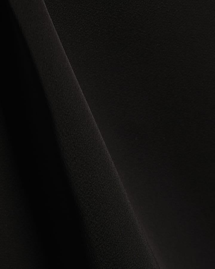 Black Satin Lace Trim Cami Top