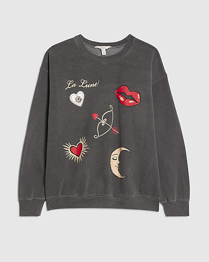 Grey Long Sleeve La Lune Sweatshirt
