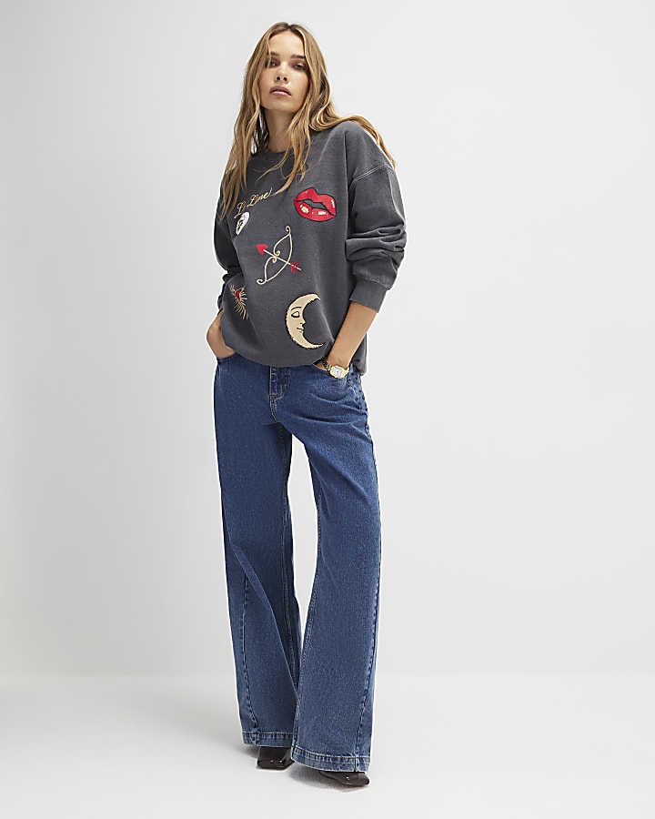 Grey Long Sleeve La Lune Sweatshirt