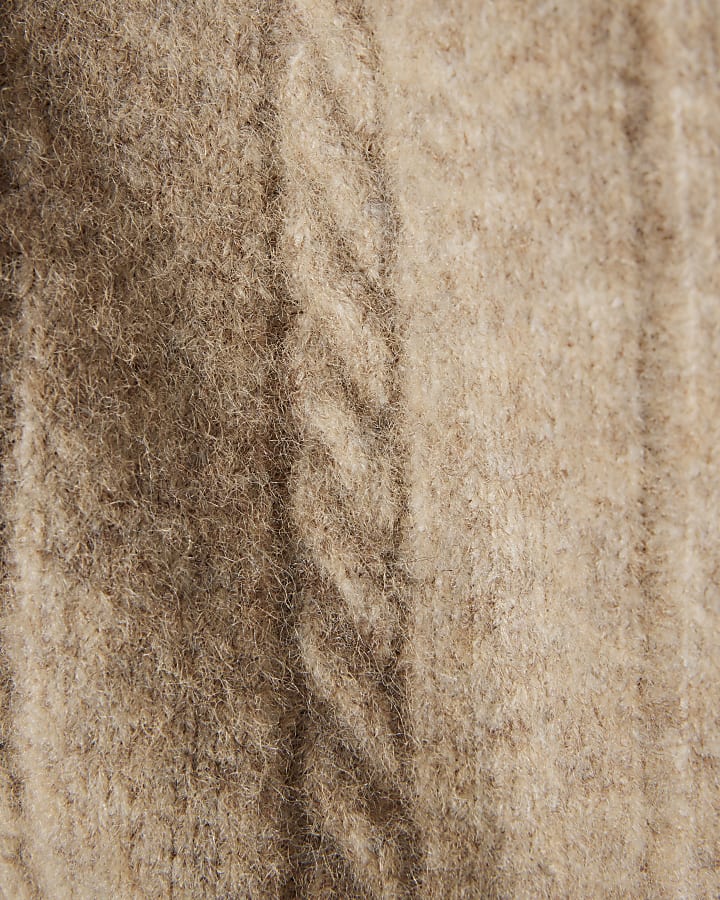 Brown Long Sleeve Cable Knit Cardigan