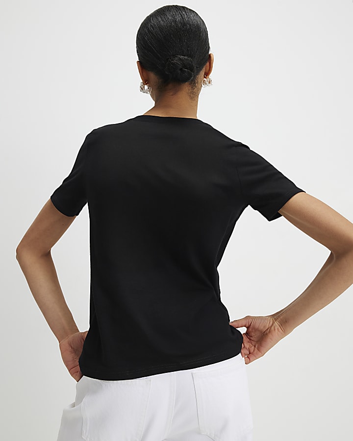 Black Sketchy Face Foil T-Shirt