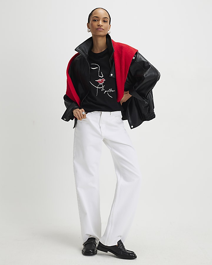 Black Sketchy Face Foil T-Shirt