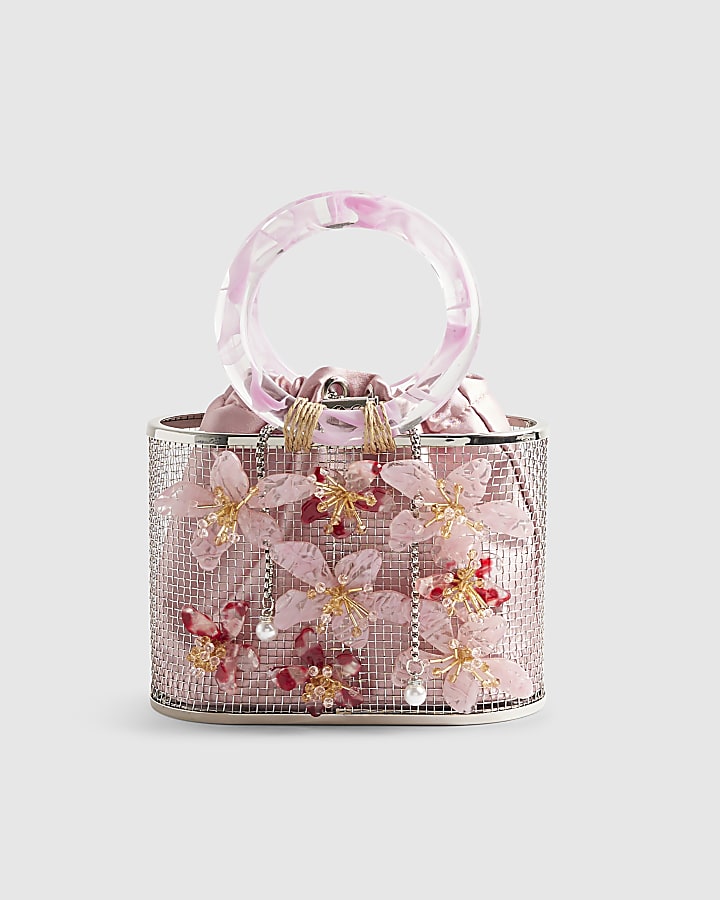 Pink Flower Cage Bag