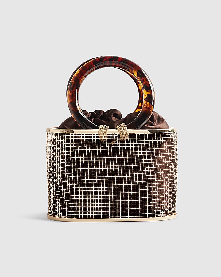 Brown Flower Cage Bag
