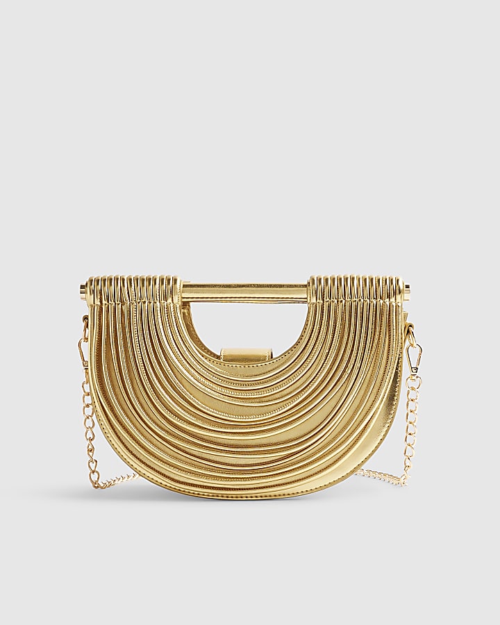 Gold Tube Clutch Bag