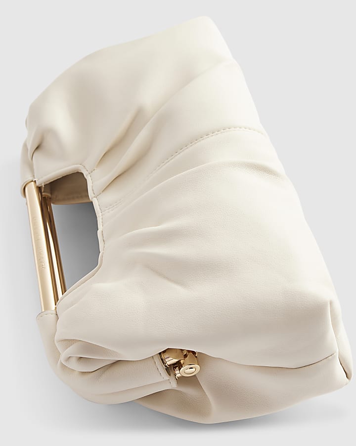 Cream Ruched Clutch Bag