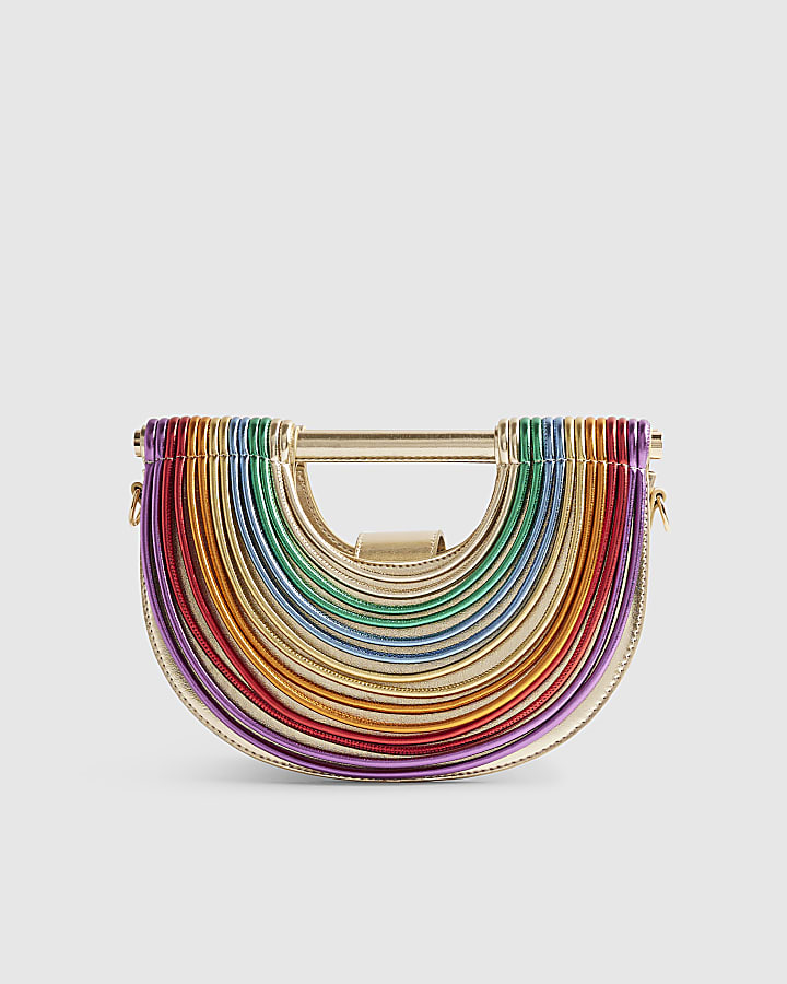Gold Rainbow Tube Clutch Bag
