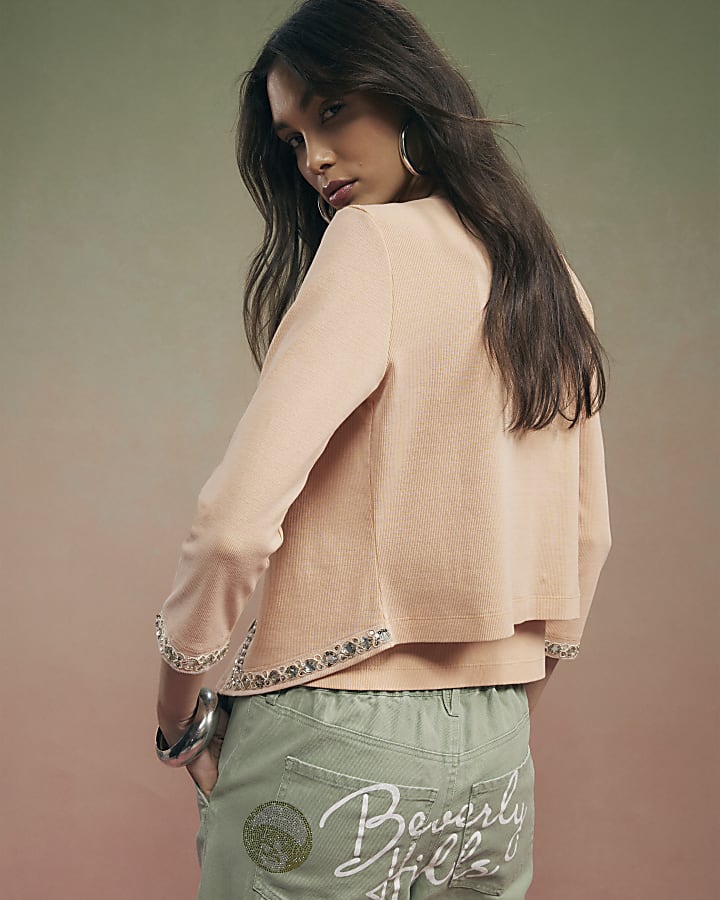 Orange Year Zero Embellished Trim Cardigan