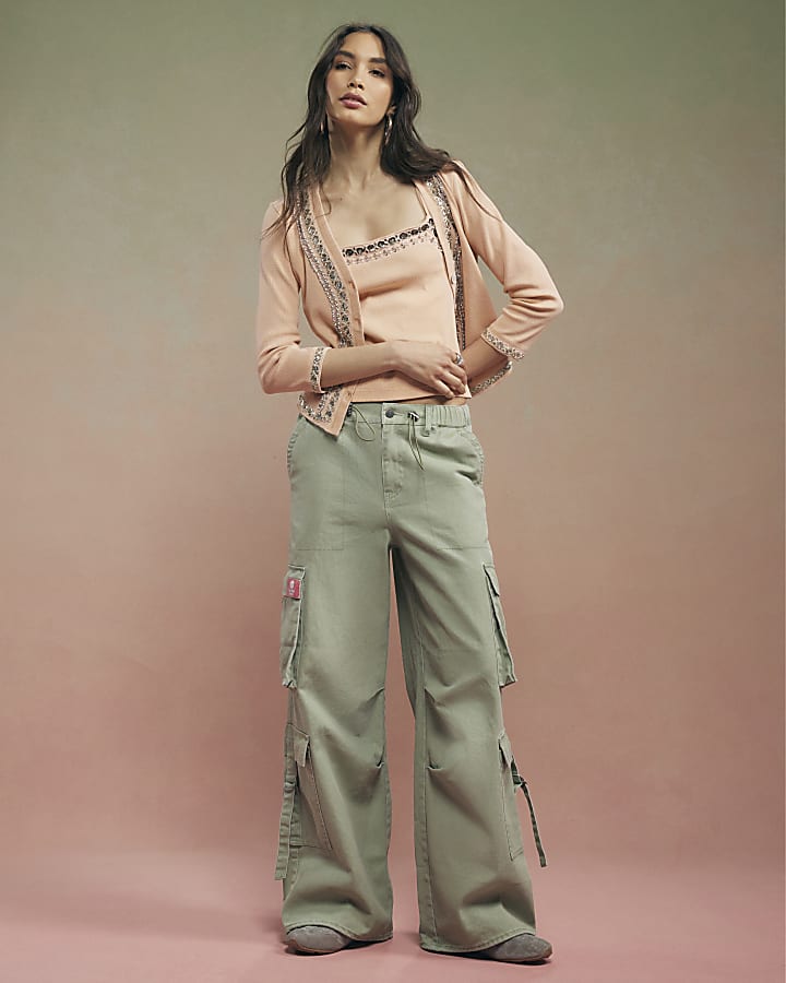 Orange Year Zero Embellished Trim Cardigan