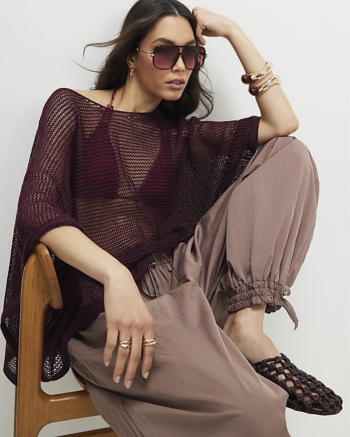 Red Metallic Knitted Cape