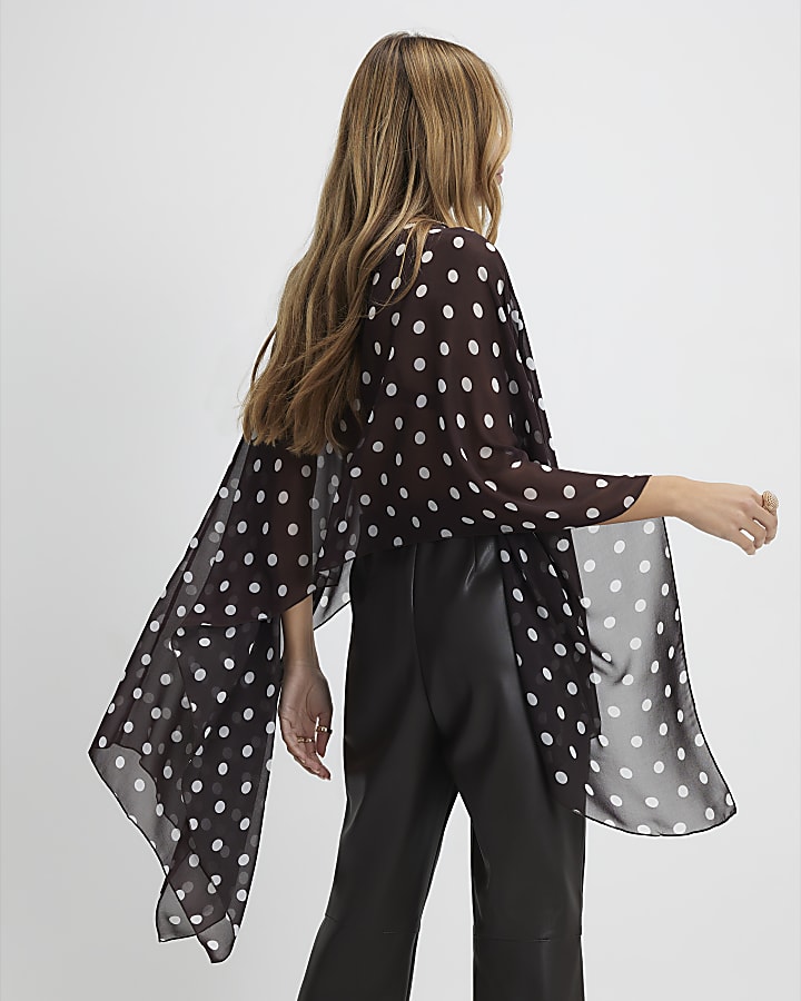 Brown Waterfall Polka Dot Cape