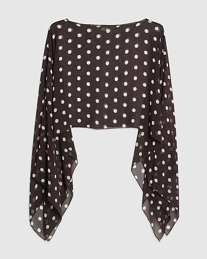 Brown Waterfall Polka Dot Cape