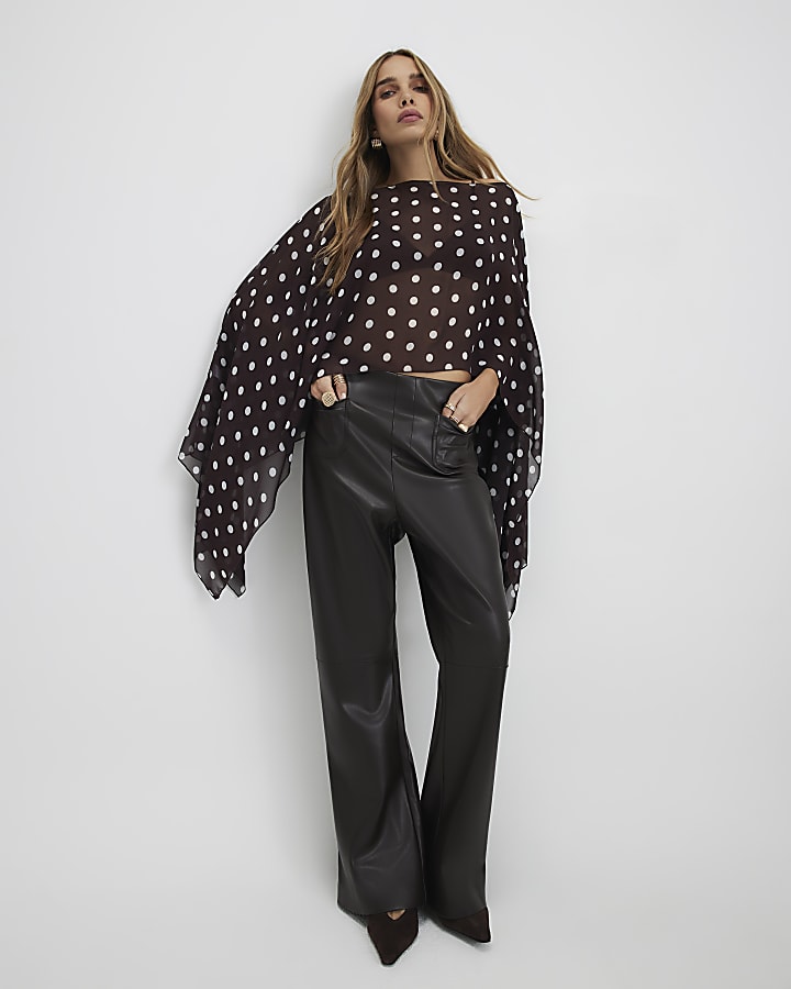 Brown Waterfall Polka Dot Cape