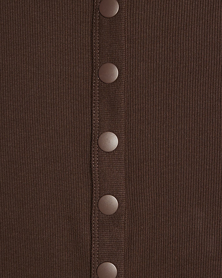 Brown Popper Rib Top