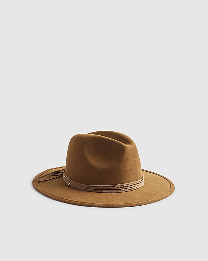 Brown Fedora with Beaded Band