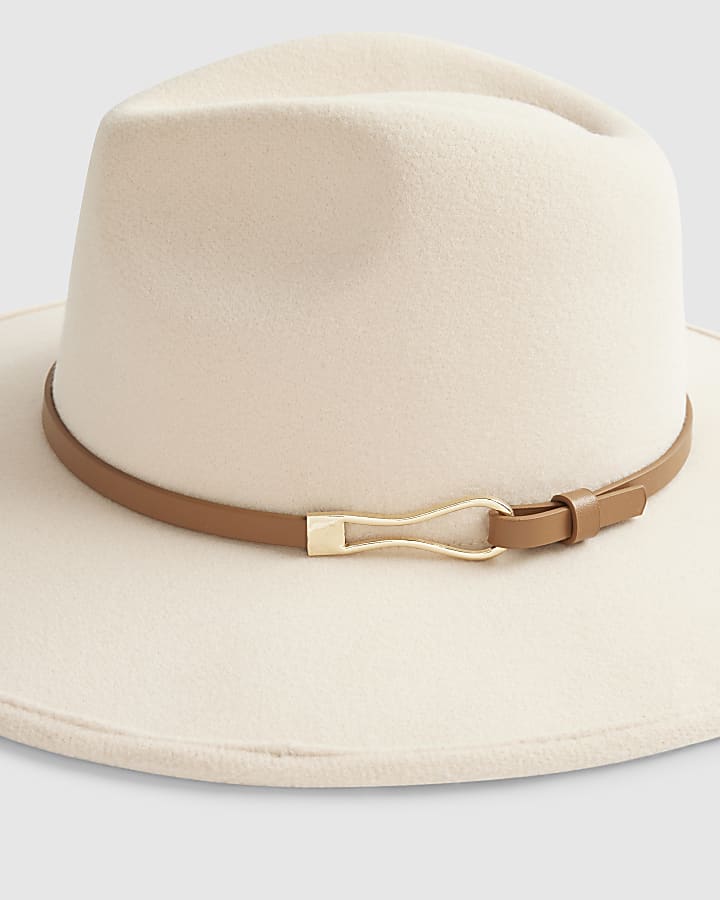 Cream Fedora with Buckle Band