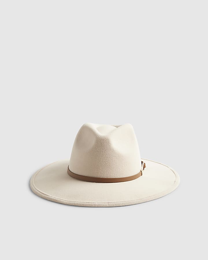 Cream Fedora with Buckle Band