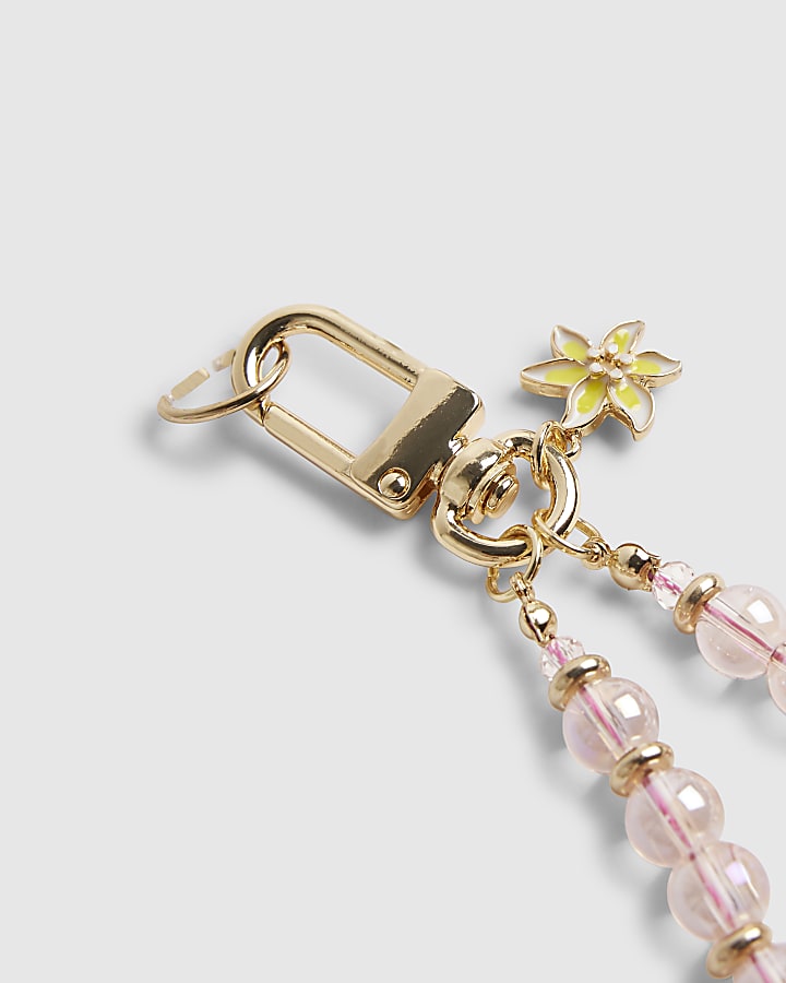 Pink Beaded Phone Chain