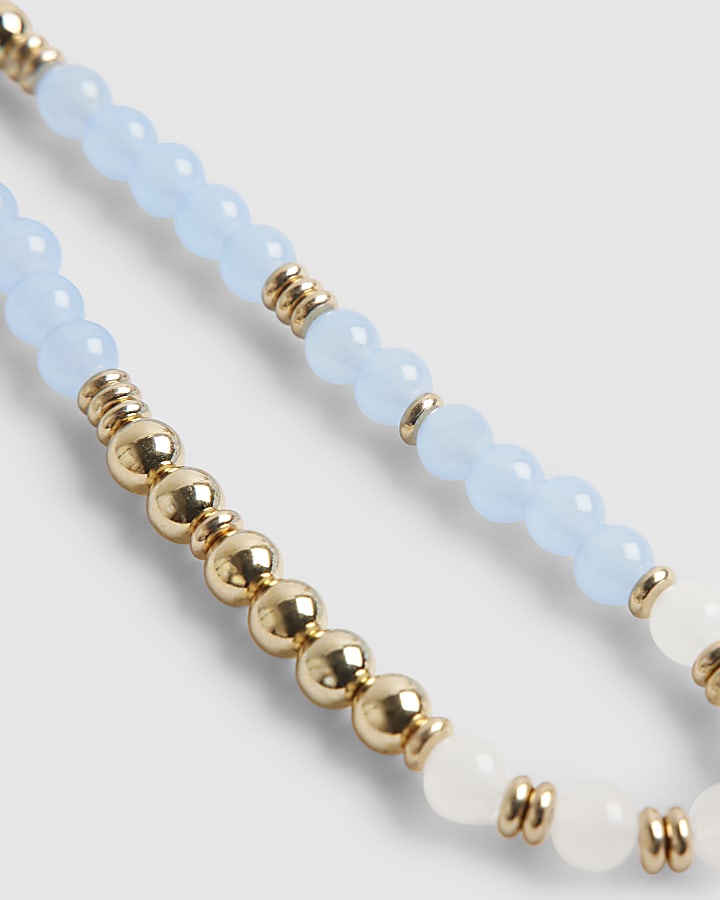 Blue Beaded Phone Chain
