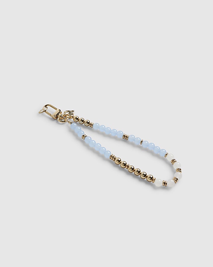 Blue Beaded Phone Chain