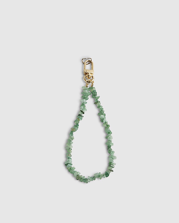 Green Stone Beaded Phone Chain