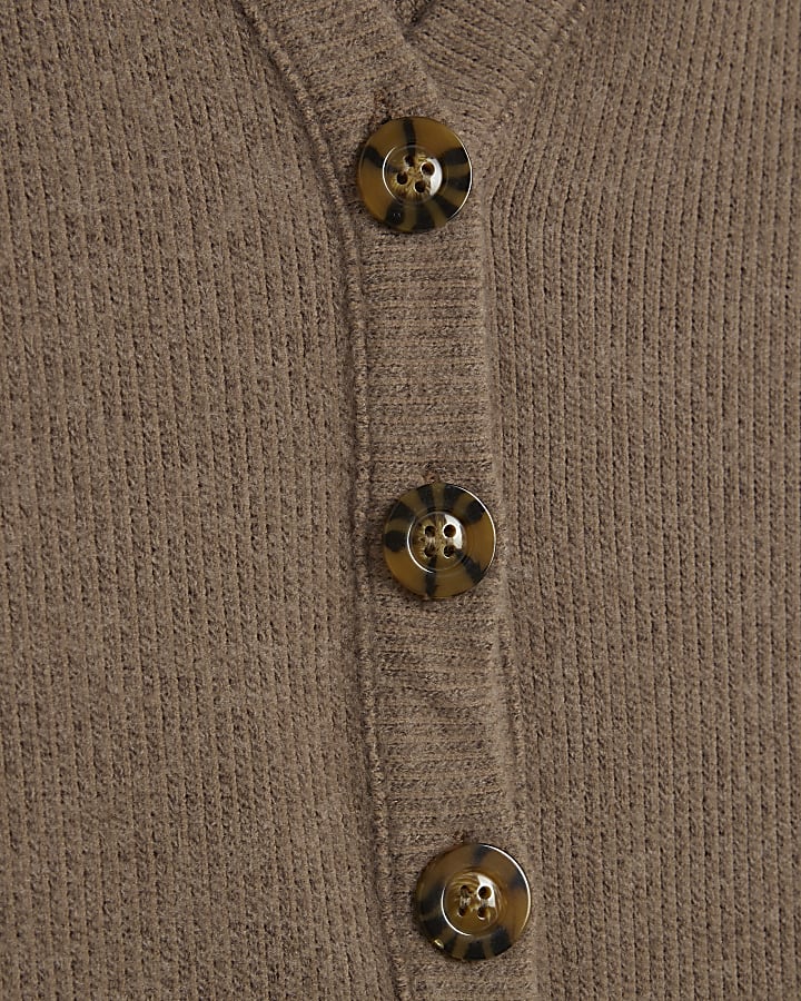 Brown Long Sleeve Cosy Button up Cardigan