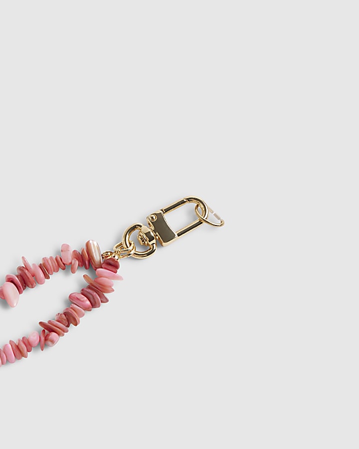 Pink Stone Beaded Phone Chain