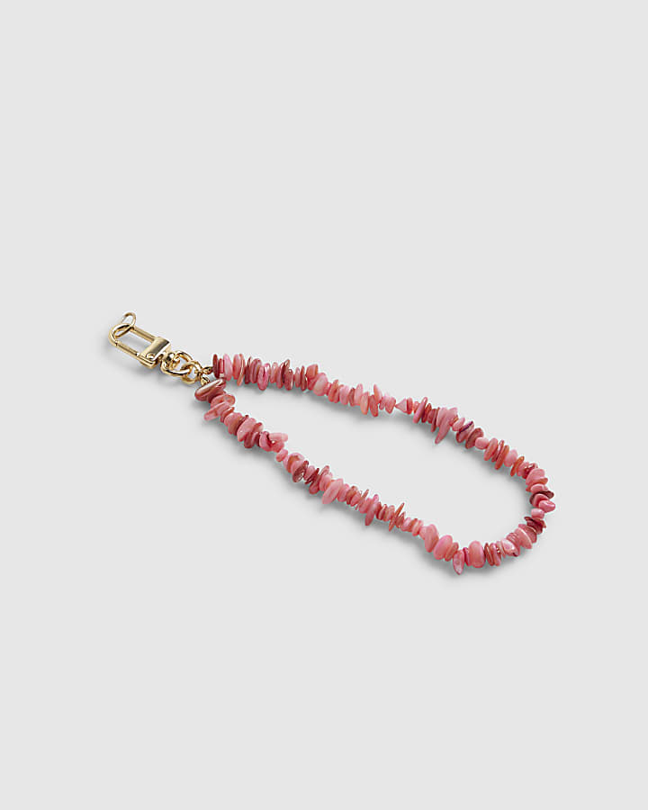 Pink Stone Beaded Phone Chain