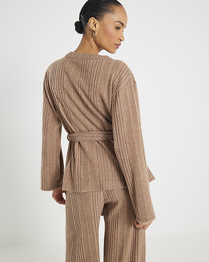 Beige Cosy Long Sleeve Belted Cardigan
