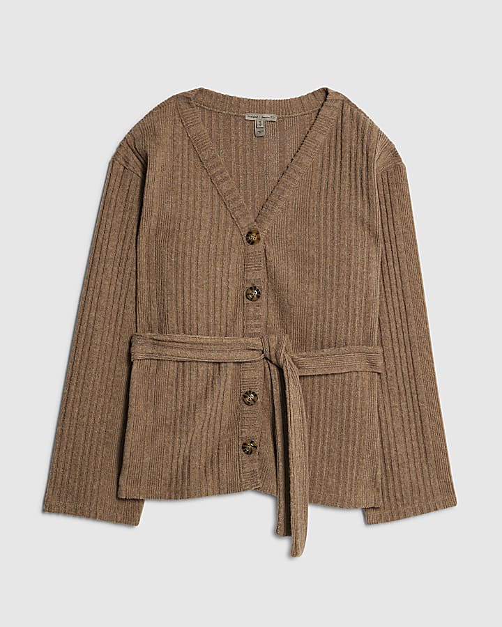 Beige Cosy Long Sleeve Belted Cardigan