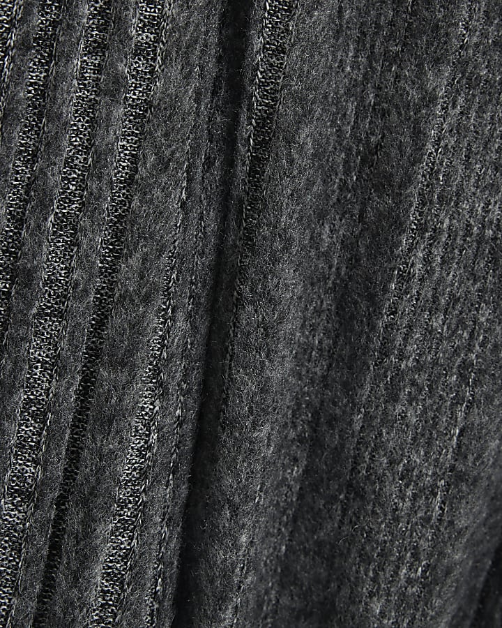 Grey Cosy Ribbed wide leg Trousers