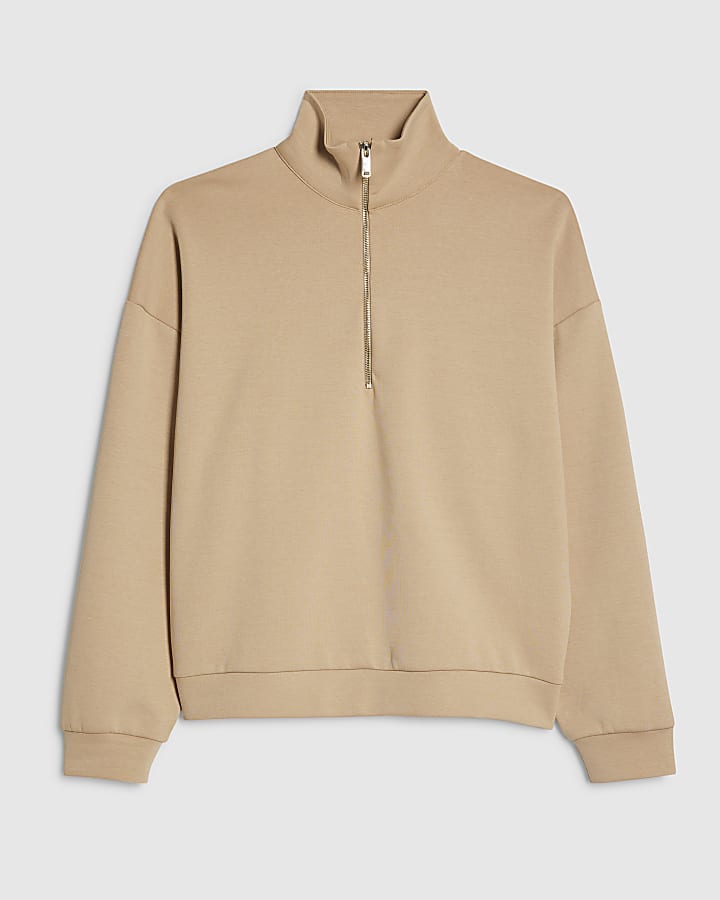 Beige V Neck T-Shirt