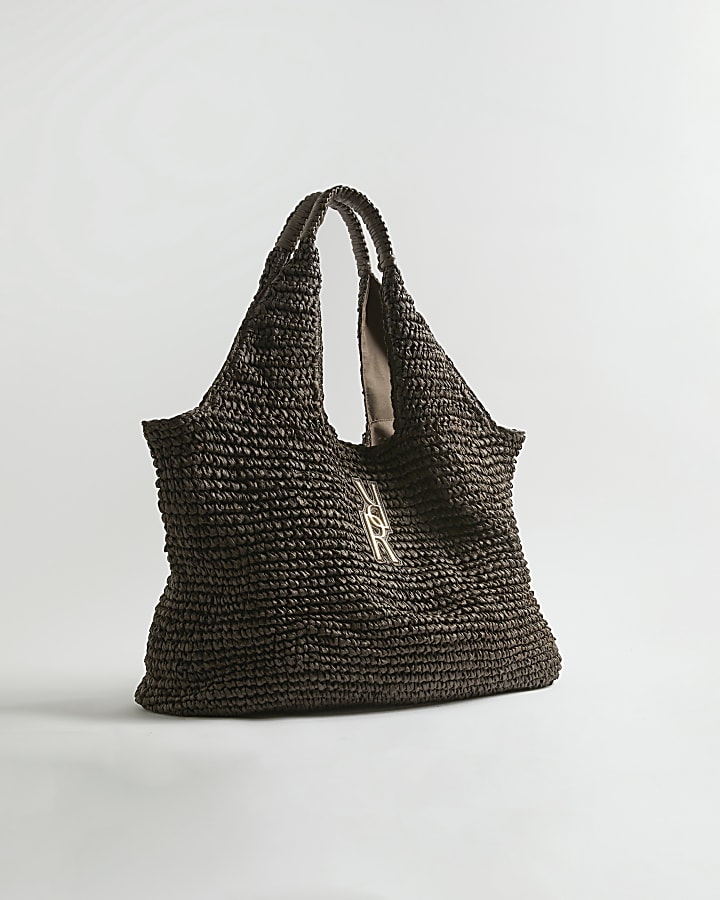 Brown Raffia Shopper Bag