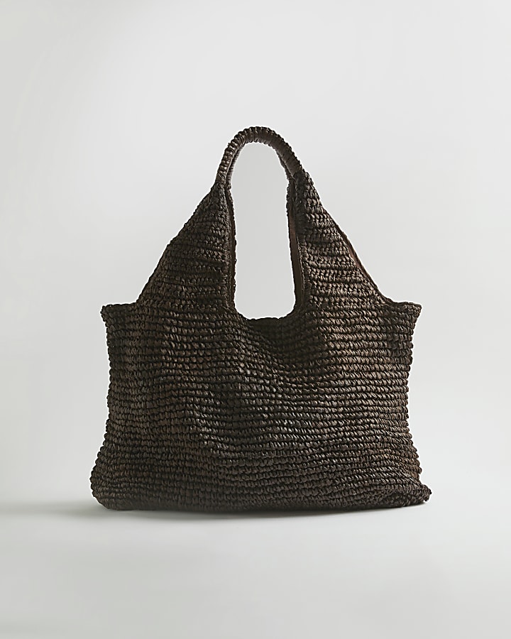 Brown Raffia Shopper Bag