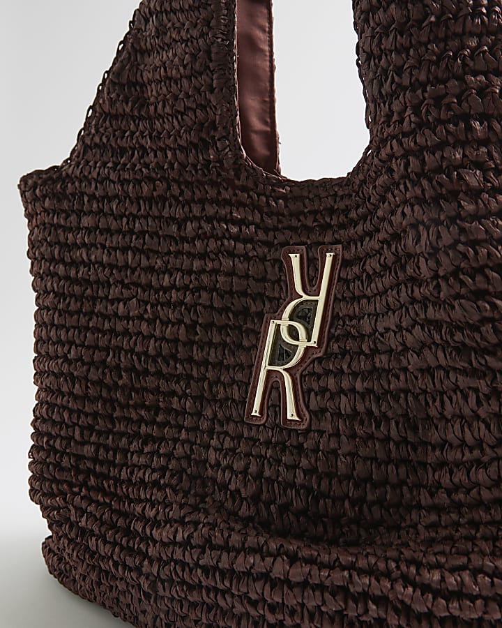 Brown Raffia Shopper Bag